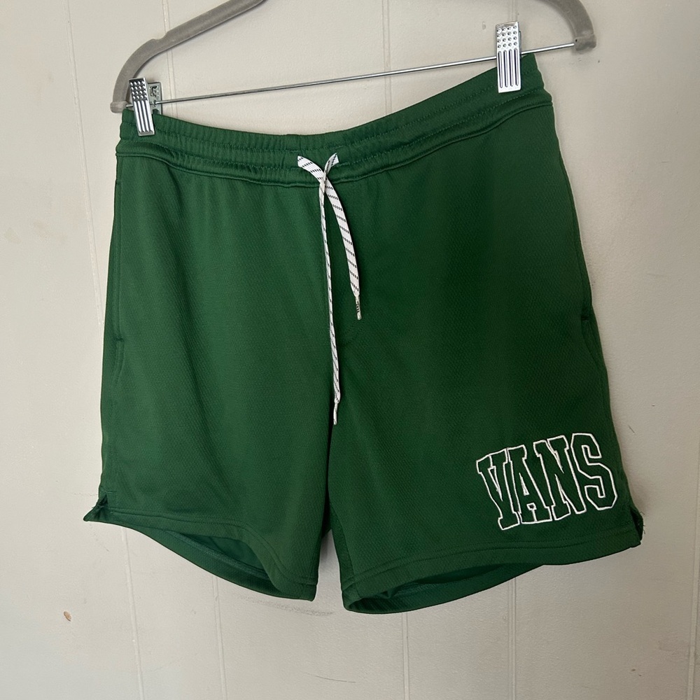 Vans Green Athletic Shorts Small Relaxed Fit Logo Mesh Lounge Gym shorts